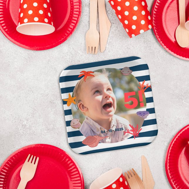 Children's summer sailor's birthday party paper plates (Creator Uploaded)