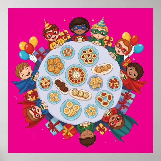 Children's Superhero Costume Party Poster (Front)