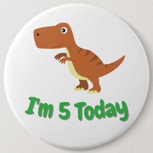 Childrens T-rex Dinosaur Birthday Custom Name Button