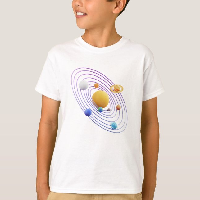 Children's t-shirt design with planet names (Front)