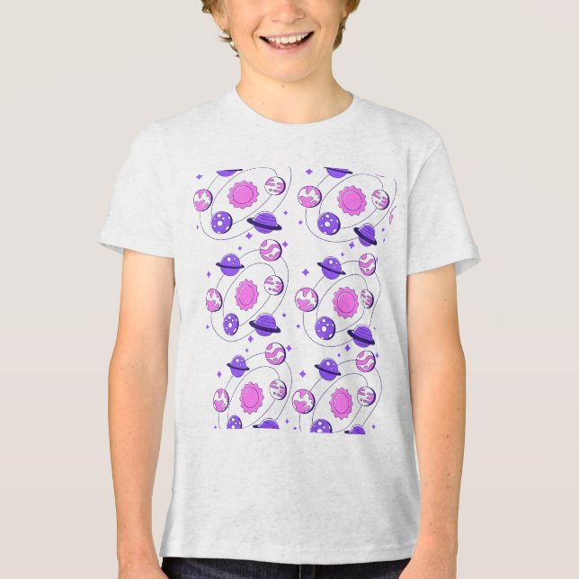 Children's t-shirt design with planet names Tri-Blend shirt (Front)