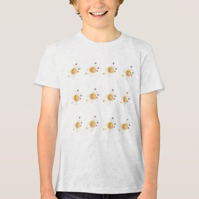 Children's t-shirt design with planet names Tri-Blend shirt (Front)