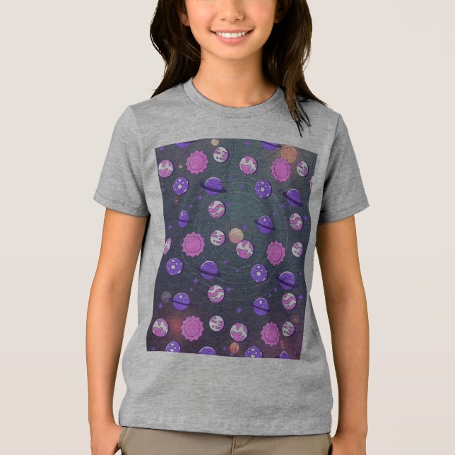 Children's t-shirt design with planet names Tri-Blend shirt (Front)