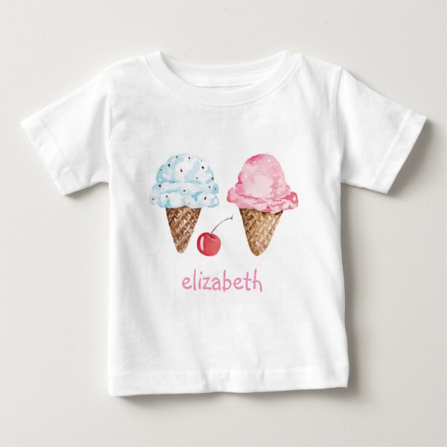 CHILDREN'S T-SHIRT : ICE CREAMS + NAME (Front)