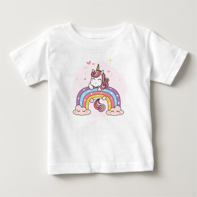 CHILDREN'S T-SHIRT : UNICORN ON A RAINBOW (Front)