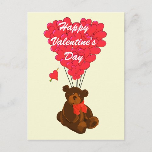 Childrens teddy bear Valentines Holiday Postcard