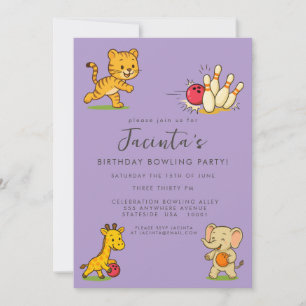 Childrens Ten Pin Bowling Birthday Party Invitation