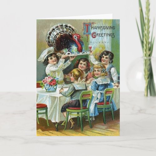 Childrens Thanksgiving Dinner Holiday Card