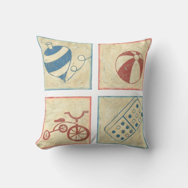 Children's Toys by Chariklia Zarris Throw Pillow (Front)