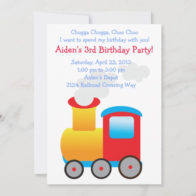 Children's Train Party Invitation (Front)