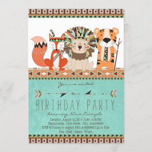 Childrens Tribal Boho Birthday Party Invitation