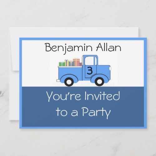 Children's Truck Birthday Invitation