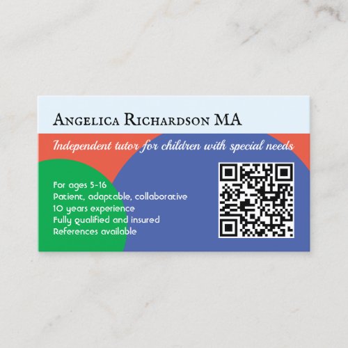 Childrens Tutor Special Needs Teacher Education Business Card