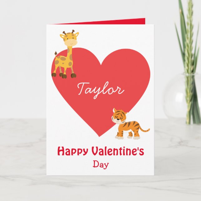 Children's Valentine Day Safari Card (Front)