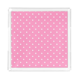 Children's Vanity Tray/Pink polka Dots Acrylic Tray