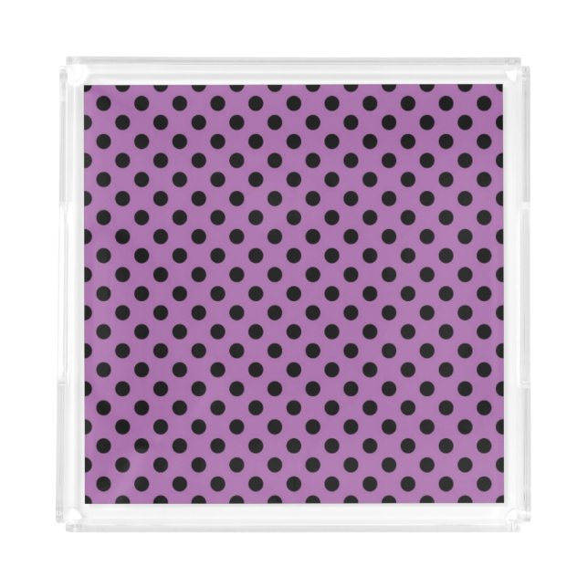 Children's Vanity Tray/Purple with Black polka Dot Acrylic Tray (Front)