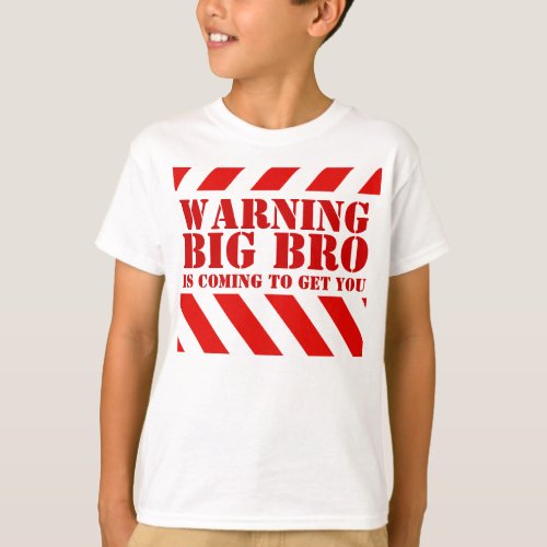 Childrens warning stripes big bro t_shirt