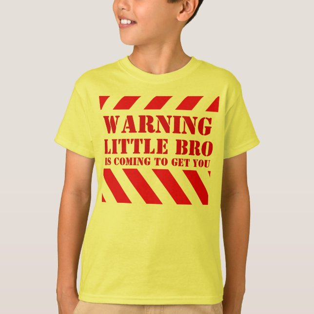 Children's warning stripes little bro t-shirt (Front)