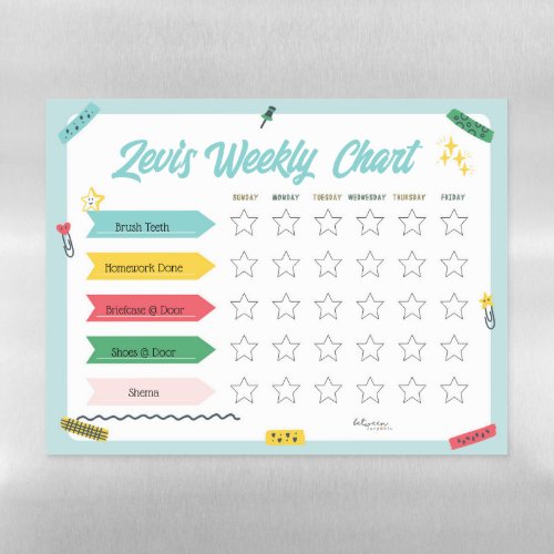 Childrens Weekly Chart _ Dry Erase Magnetic Sheet