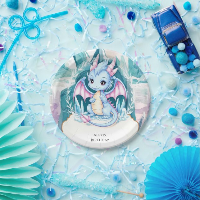 Children's Whimsical Dragon Birthday Paper Plates (Party)