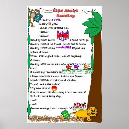 Childrens Wild About Reading Poster