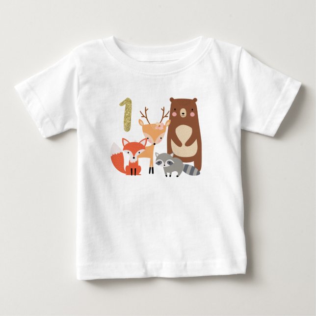 Children's Woodland 1st Birthday T-shirt (Front)