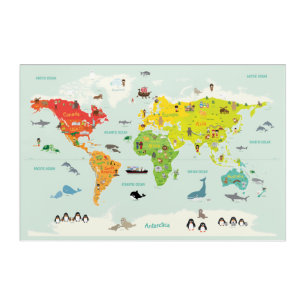 Children's World Map in Bright Colors Acrylic Print