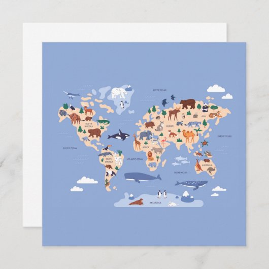 children's world map with animals (Front/Back)