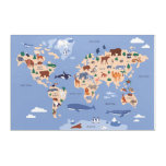 children&#39;s world map with animals acrylic print