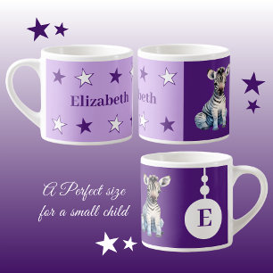 Children's zebra mug personalized name purple