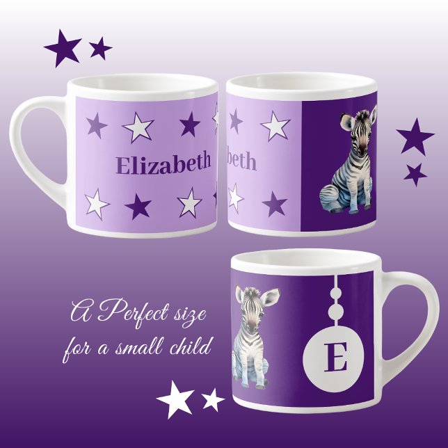 Children's zebra mug personalized name purple (Creator Uploaded)