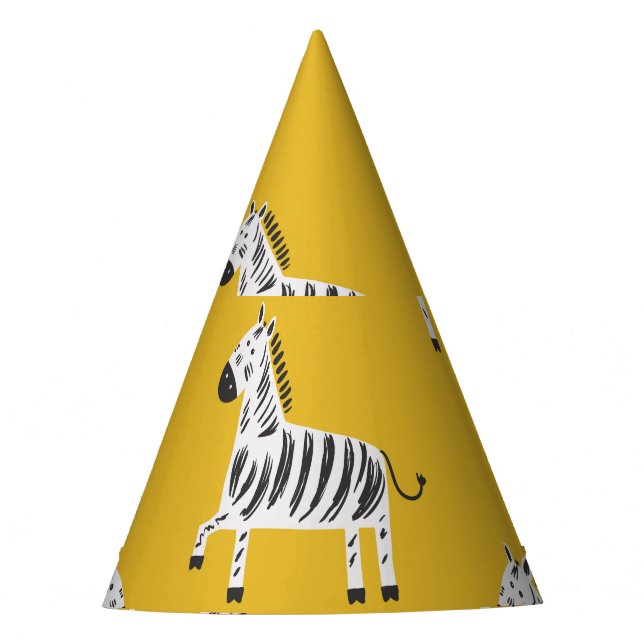 Children's Zebra: Seamless Fun Pattern Party Hat (Front)