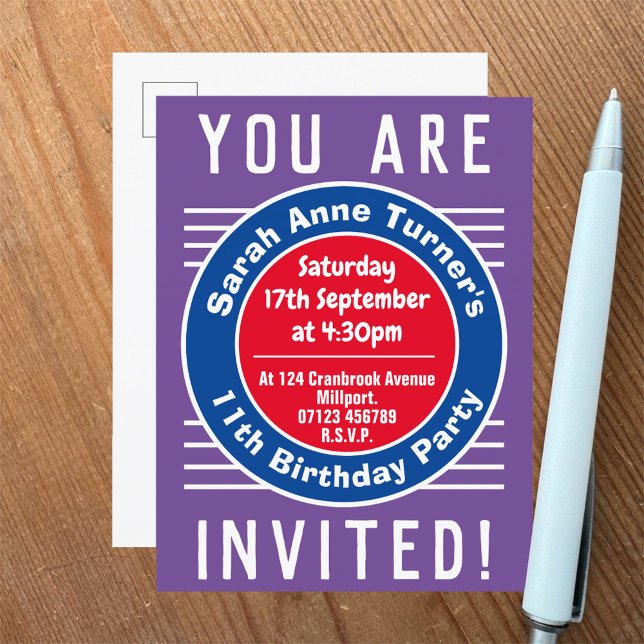 Child's 11th Birthday Party Invitation Postcard (Creator Uploaded)