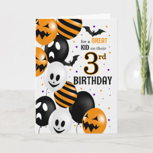 Child's 3rd Birthday on Halloween Balloons Card