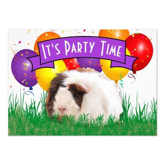 Child's 3rd Birthday Party Guinea Pig Balloons Invitation | Zazzle.com