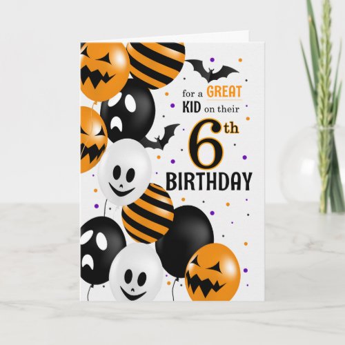 Childs 6th Birthday on Halloween Balloons Card
