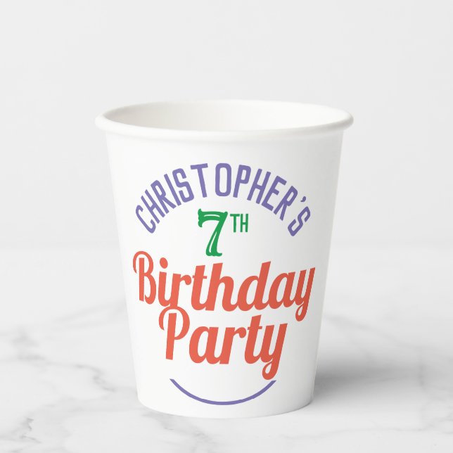 Child's 7th Birthday Paper Cups (Front)