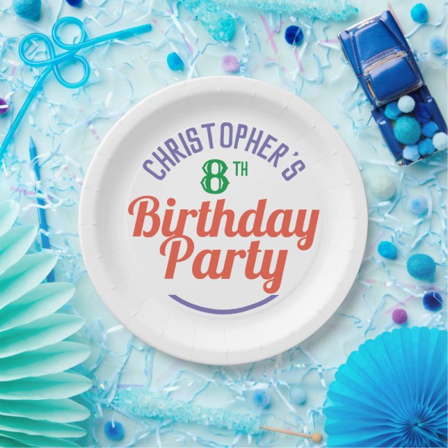 Child's 8th Birthday Party Paper Plates (Party)