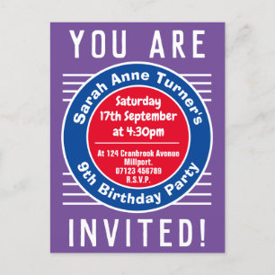 Child's 9th Birthday Party Invitation