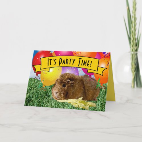 Childs Animal Birthday Party Guinea Pig Balloons Invitation