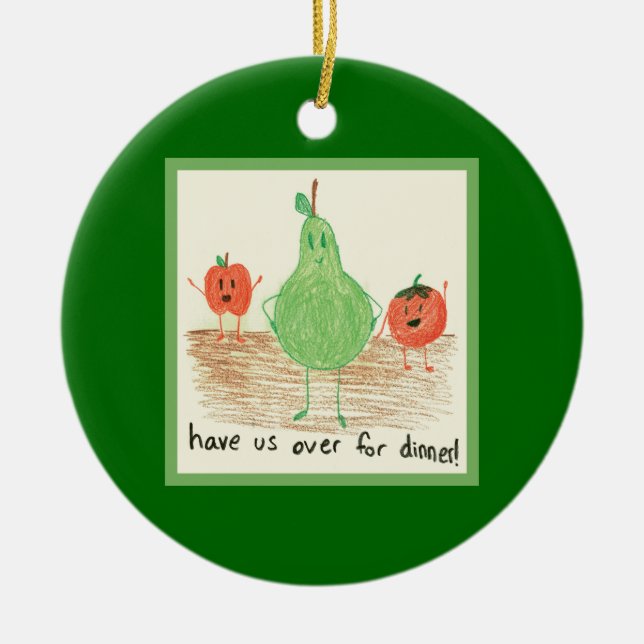 Child's Art, Green Ceramic Ornament (Front)