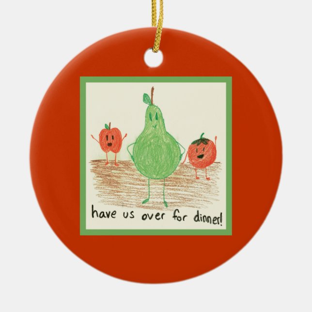 Child's Art, Red Ceramic Ornament (Front)
