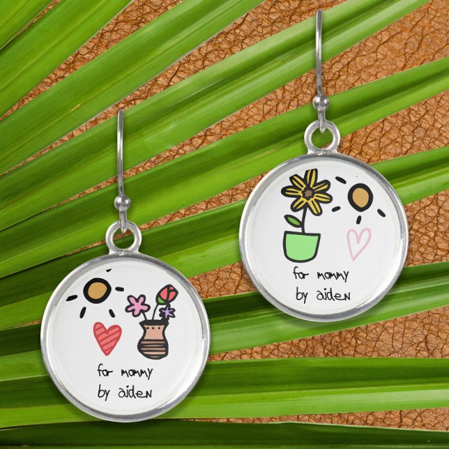 Child's Artwork Drawing Keepsake Earrings (Upload your child's art and create your own keepsake earrings in 2 steps: Snap your art and upload!)