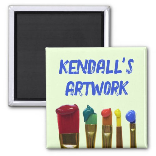 Childs Artwork Paintbrush Painting Custom Magnet