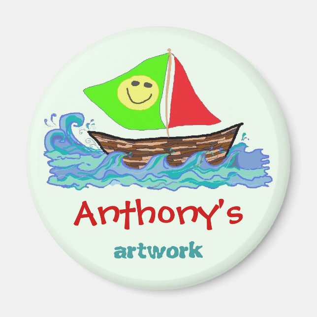Child's Artwork Personalized Magnet (Front)