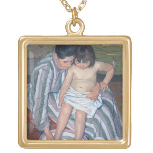 Child's bath, 1893 (oil on canvas) gold plated necklace