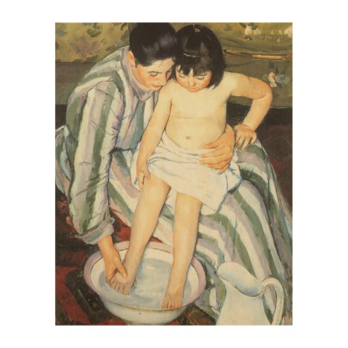 Childs Bath by Mary Cassatt Vintage Impressionism Wood Wall Decor