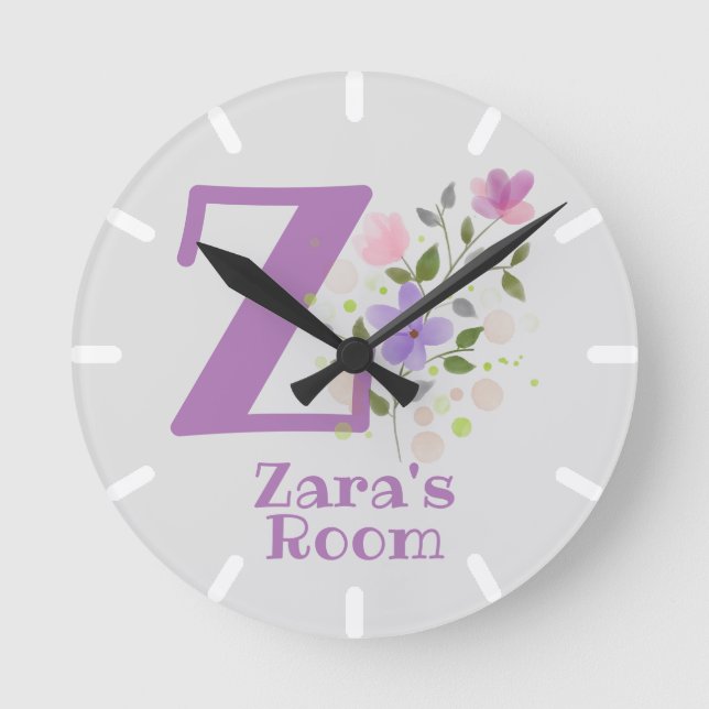 Child's Bedroom Clock with Name & Initial (Front)