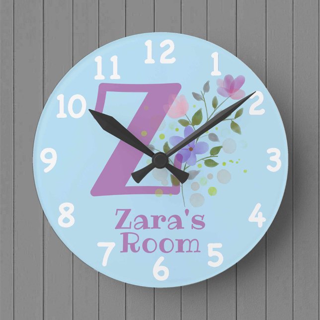 Child's Bedroom Clock with Name Zara & Initial (Creator Uploaded)