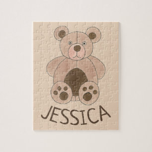 Child's Bedroom Personalized Plush Teddy Bear Name Jigsaw Puzzle